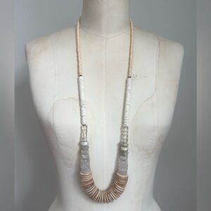 Serefina Anthropologie Long Shell and Stone Necklace - Neural Colors, Quartz MOP
